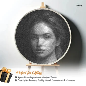 Handmade Thread Portrait Art – Personalized String Artwork