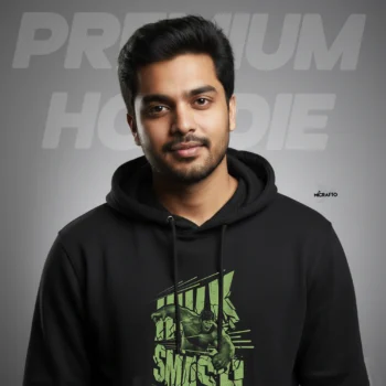 Premium Black Hoodie With Hulk Marvel Printed