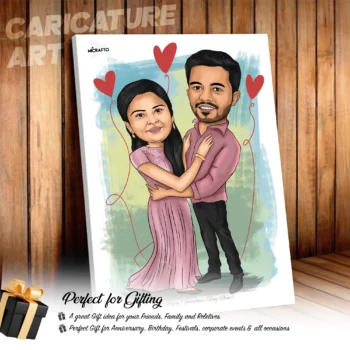 Personalized Caricature Art Frame for couple – Fun Custom Illustration